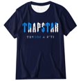 thumbnail image 1 of T-shirts pour Femmes Trapstar T-Shirt Imprimé pour Femmes Décontracté Graphique Filles Juniors Manches Courtes T-Shirt Fantaisie Hauts avec Col Rond (Marine, 3TG), 1 of 3