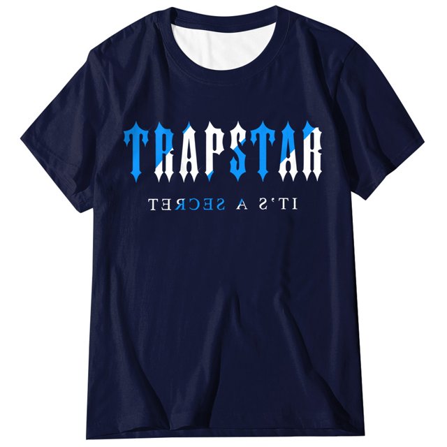 T-shirts pour Femmes Trapstar T-Shirt Imprimé pour Femmes Décontracté Graphique Filles Juniors Manches Courtes T-Shirt Fantaisie Hauts avec Col Rond (Marine, 3TG)