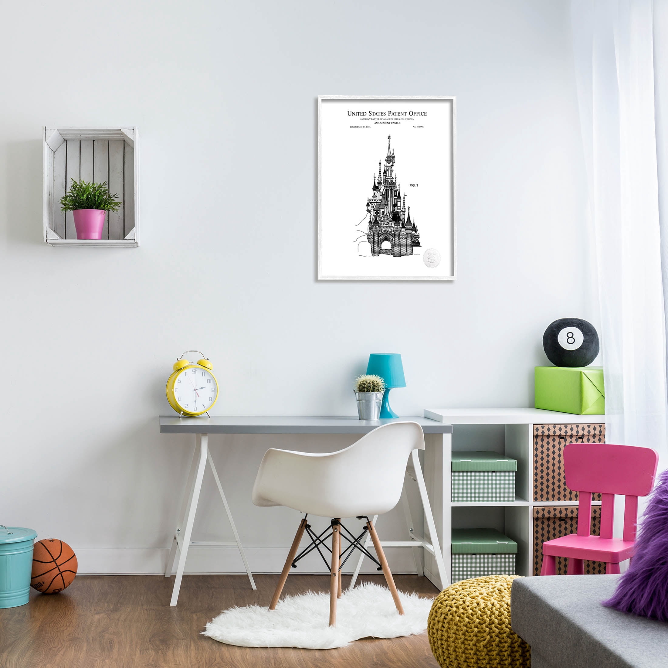 Stupell Industries Intricate Amusement Castle Diagram Graphic Art White Framed Art Print Wall Art, Design by Karl Hronek