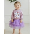 thumbnail image 6 of Toddler Baby Girl Halloween Outfit 1-6 Years Kids Ghost Embroidered Long Sleeve Sweatshirt Elastic Waist Tulle Skirt 2Pcs Cute Fall Clothes Set, 6 of 9