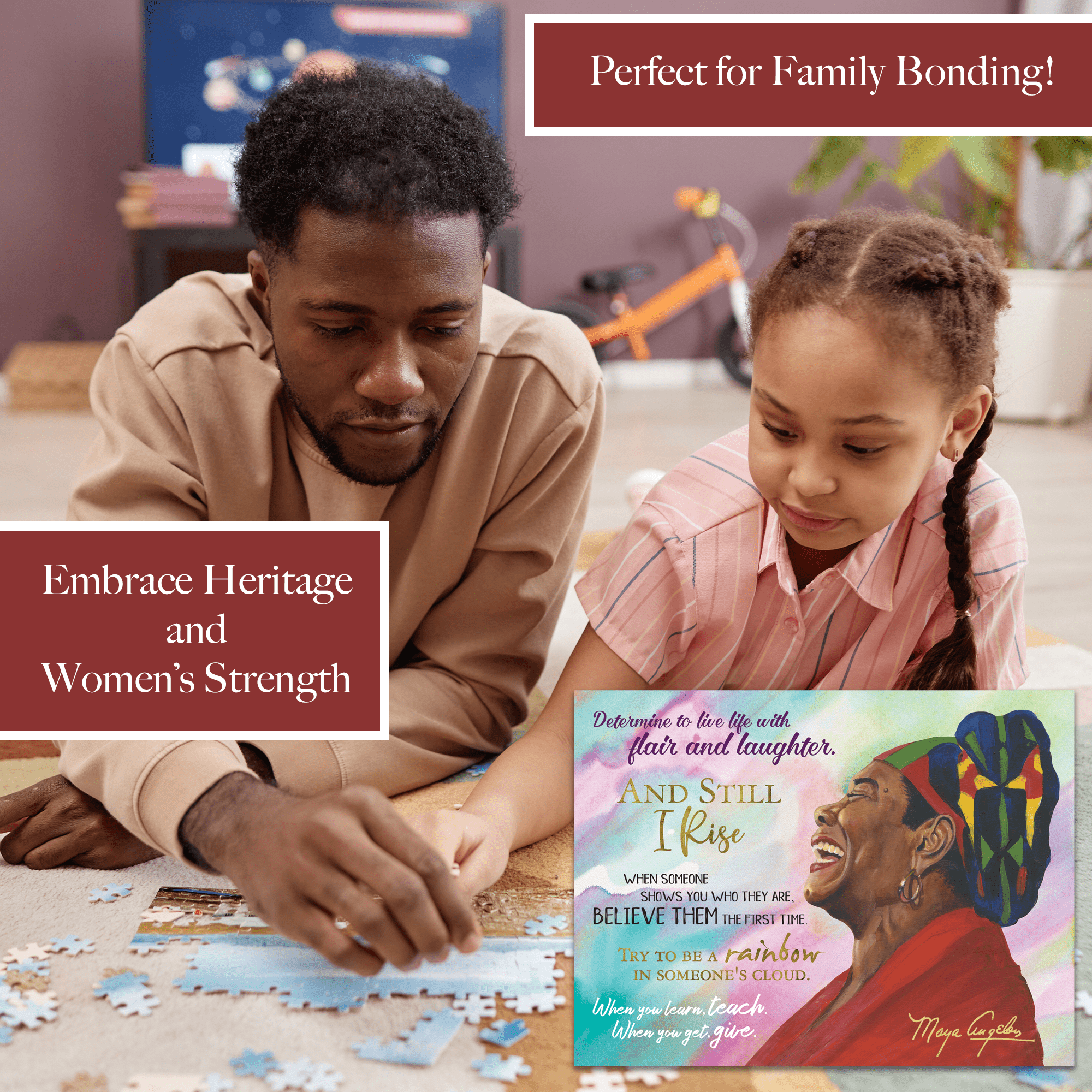 African American Expressions – 500-Piece Jigsaw Puzzle – Inspirational Black Art, Best for Relaxation and Reflection (Maya Angelou)