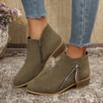 thumbnail image 5 of Womens Low-heeled Ankle Boots Casual Suede Low Heel Side Zipper Fall Winter Thick Heel Short Boots for Women, 5 of 6