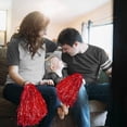 thumbnail image 2 of 48 Piezas Pompones de Porristas de Papel Metálico Pompones de Animadora con Manejar de Plástico para Adultos Niños Porristas Fiesta Rojo, 2 of 5