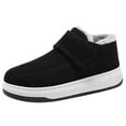 thumbnail image 2 of Mens Black Fleece Lined Casual Shoes - Velcro Closure Slip-On, All-Day Comfort Cushioned Sole, Slip-Resistant Low-Top Sneakers Warm for Fall Winter Indoor Outdoor,Size 41, 2 of 9