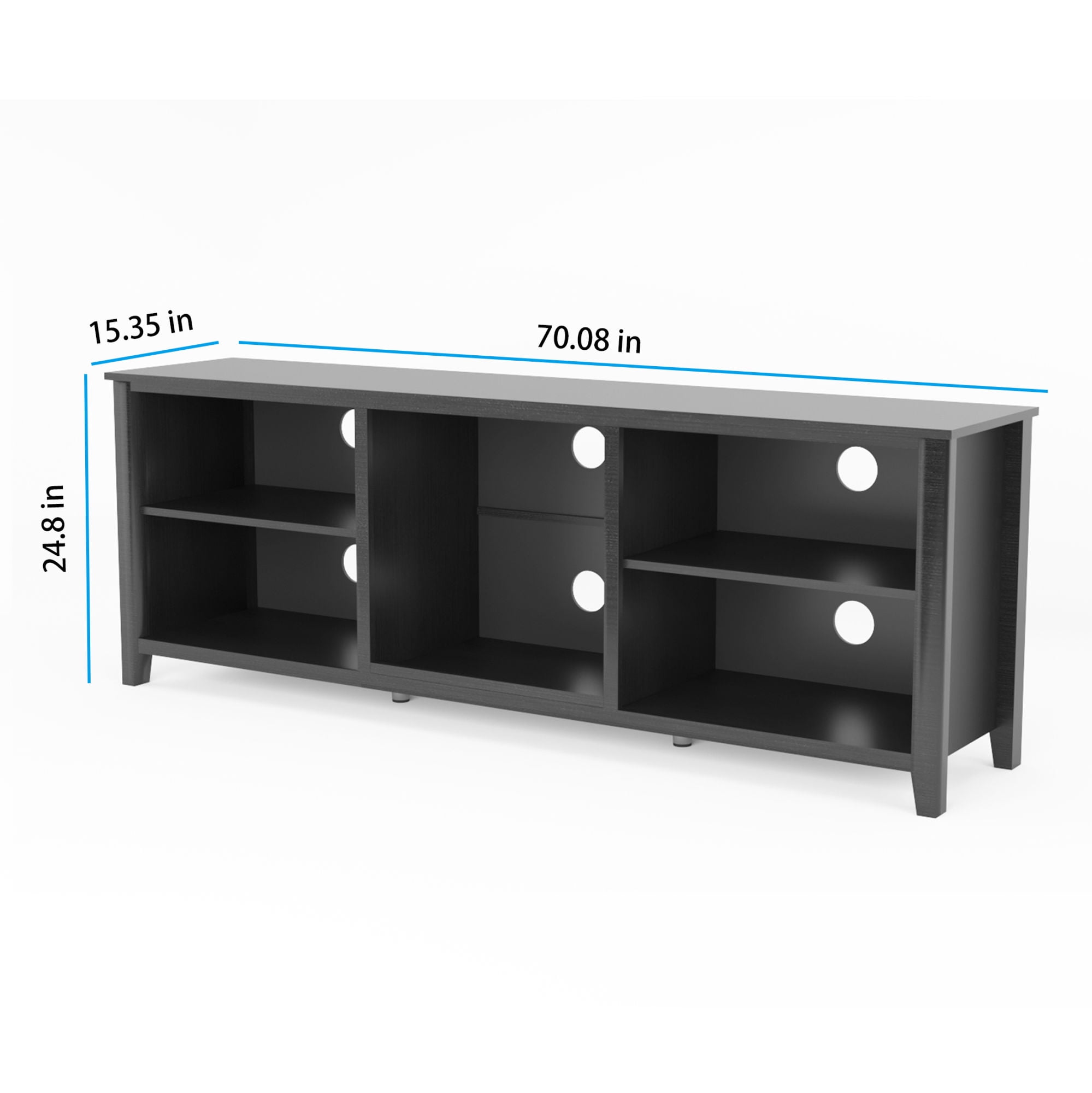 Resenkos 70" Black TV Stand Entertainment Center for TVs Up to 80" with Open Storage Resenkos 70" Black TV Stand Entertainment Center for TVs Up to 80" with Open Storage