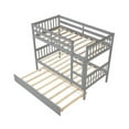 thumbnail image 5 of Twin Over Twin Bunk Beds with Trundle, Solid Wood Trundle Bed Frame with Safety Rail and Ladder, Kids/Teens Bedroom, Guest Room Furniture, Can Be converted into 2 Beds,Grey, 5 of 6