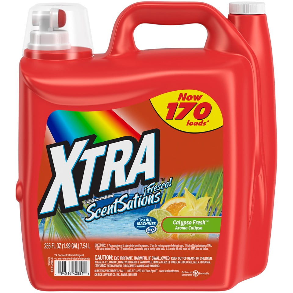 Xtra Liquid Laundry Detergent, Calypso Fresh, 255oz eBay