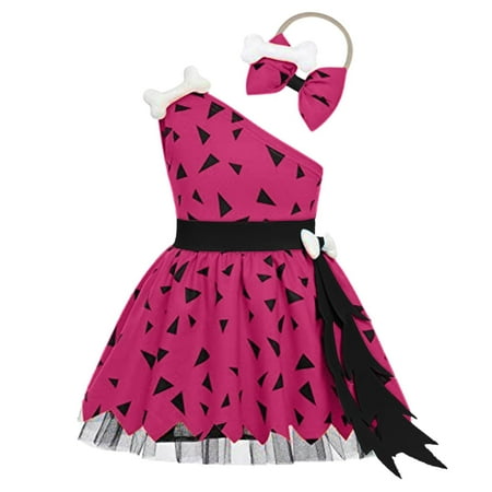 

Generic Birthday Outfits for Girls Boys Halloween Dress Up Party Girls Caveman Plays Dress Performance With Bone Headdress Halloween Dress Party（2- 3 Years Pink）