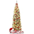 thumbnail image 1 of Patiojoy 7.5FT Snow Flocked Pencil Pre-lit Christmas Tree with Flexible Stand Thick Leaves LED Lights, 1 of 8