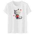 thumbnail image 5 of TSADFHJI Womens T Shirts V Neck Cat Print T Shirt M Clear, 5 of 5