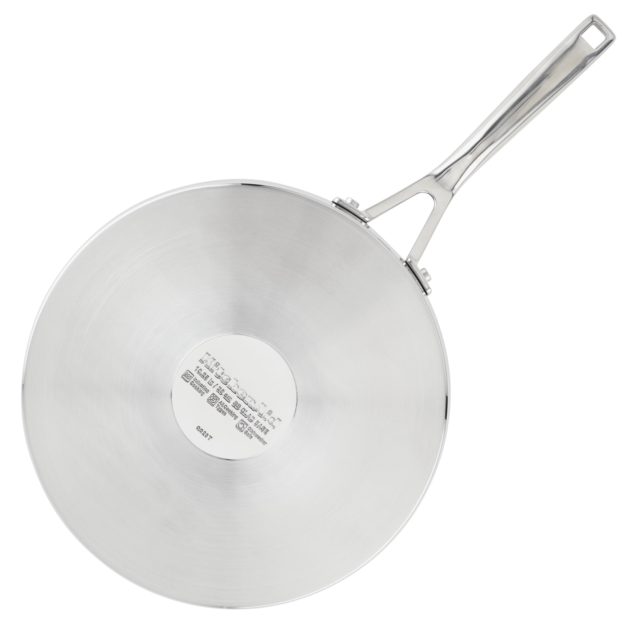 KitchenAid 3-Ply Base 10.25 Inch Stainless Steel Nonstick Induction Stovetop Grill Pan, Dishwasher Safe and Oven Safe to 500°F, Brushed Stainless Steel