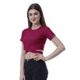 thumbnail image 3 of Moomaya Haut à Ourlet Croisé pour Femmes Manches Courtes Col Rond Tee-Shirt Blouse, 3 of 6