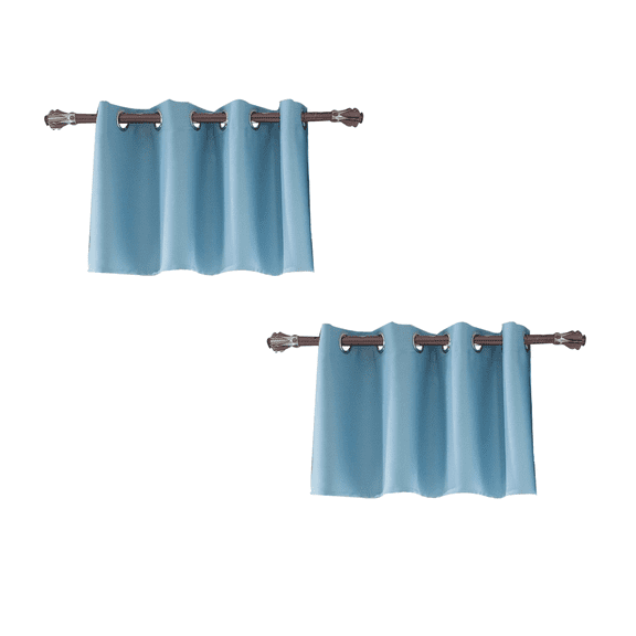 Small Window Grommet Top Blackout Curtain, Valance Window Topper for Bathroom, Short Straight Drape Valance,14 W X 29 L Inch, 2pcs