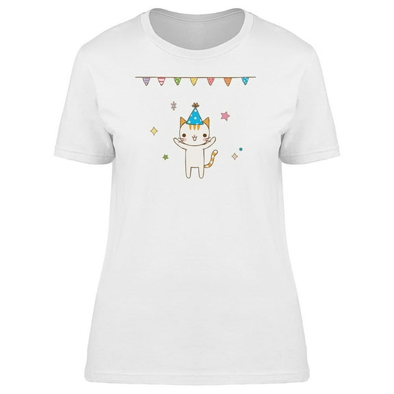 Cute Kitten Birthday Cartoon Tee Women's -Image by Shutterstock