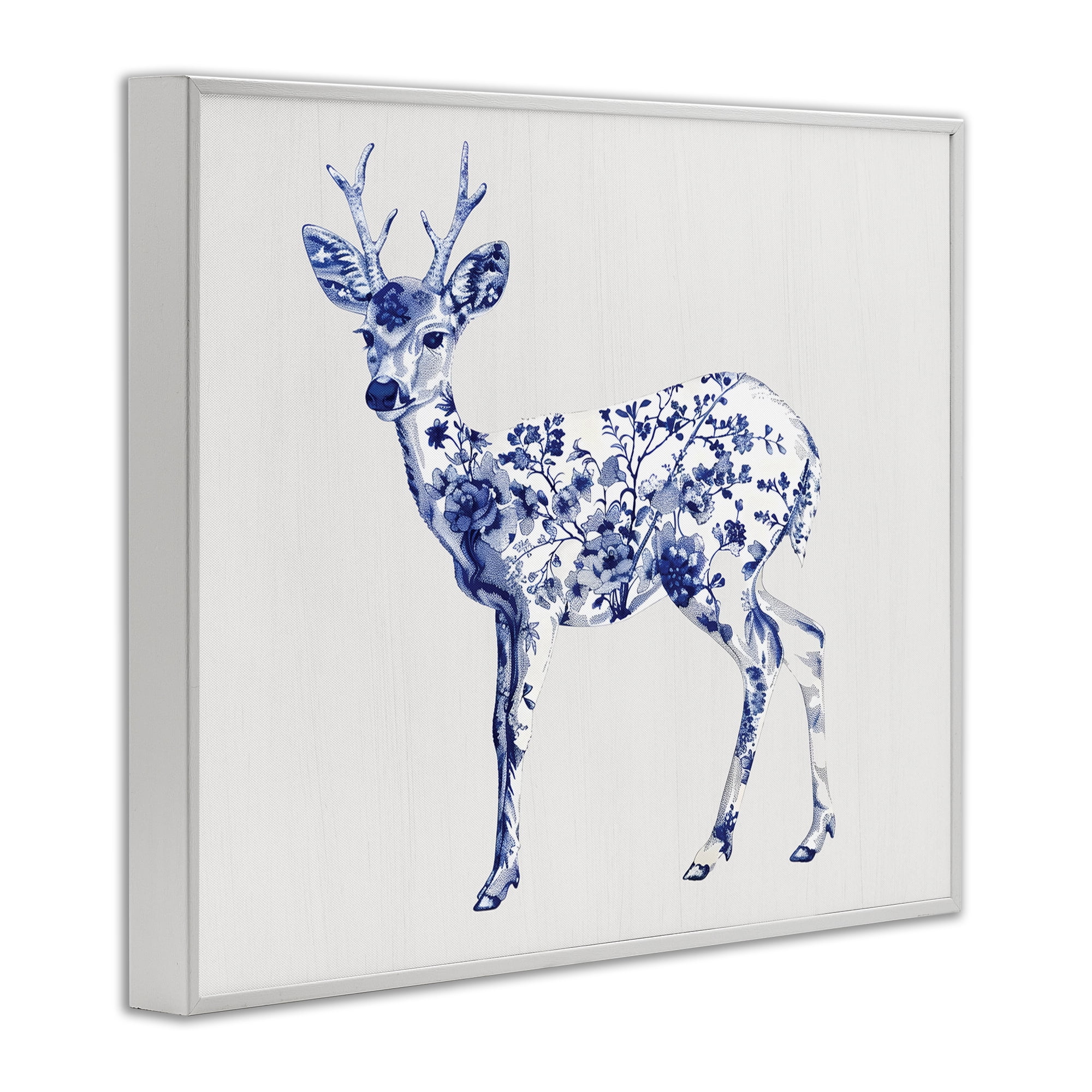 Graceful Toile Deer White Framed Giclee Art, design by Lettered and Lined