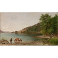 thumbnail image 2 of Thomas Hicks 14x10 Gold Ornate Wood Frame and Double Matted Museum Art Print Titled - Small Landscape (1862), 2 of 4