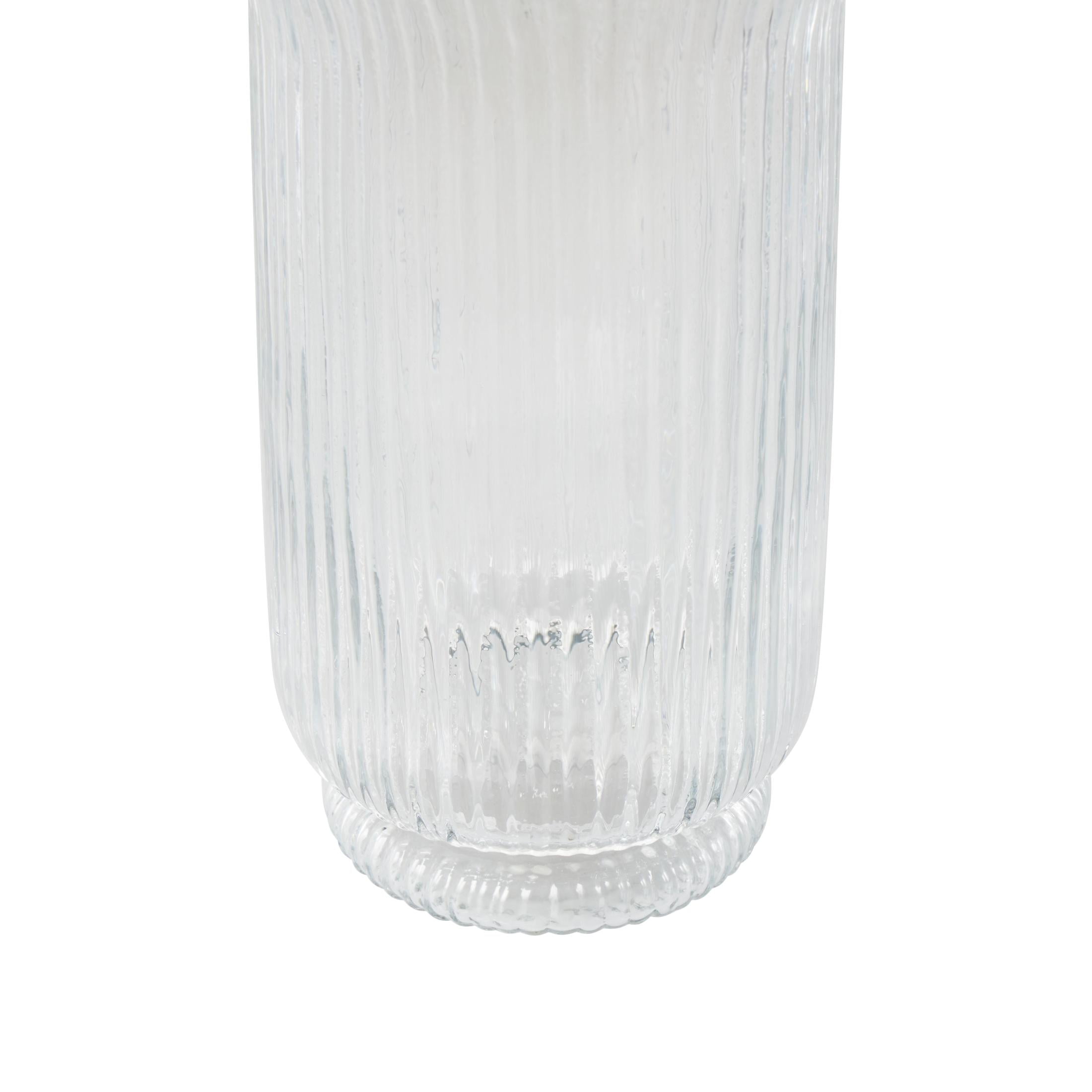 DecMode Glass Ribbed Fluted Candle Holder