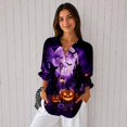 thumbnail image 4 of Nyfairy Plus Size Women's Halloween Print Long Sleeve Button Down Casual Shirt, 4 of 5