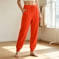 thumbnail image 6 of High Waist Tapered Joggers for Women Elastic Drawstring Ribbed Ankle Cuff Sweatpants Loose Fit Athletic Lounge Pants with Pockets Orange M, 6 of 7