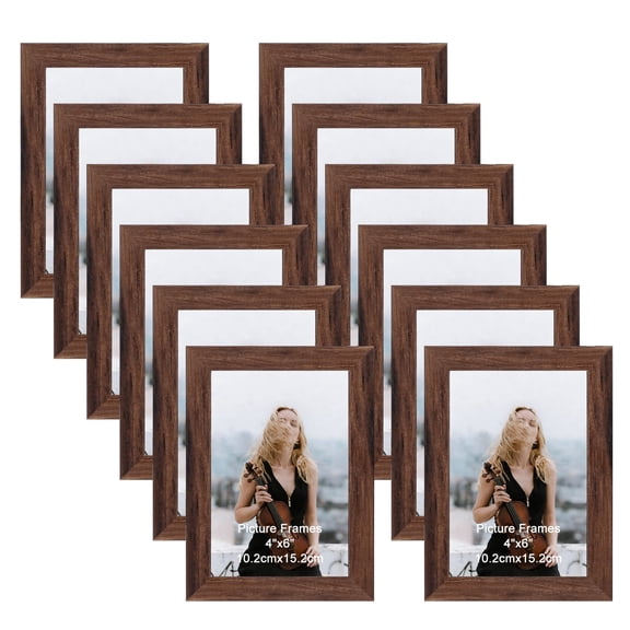 4x6 Picture Frames Set of 12, Rustic Brown 4 by 6 Photo Frame for Wall or Tabletop