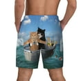 thumbnail image 3 of Sigee Two Brave Cats Are Floating On The Sea Iceberg Print Mens Swim Trunks with Compression Liner Quick Dry Swim Stretch Beach Shorts with Pockets,S-3XL, 3 of 7