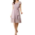 thumbnail image 3 of MODA NOVA Juniors Floral Print Flutter Sleeves Square Neck Ruffled Hem Dress, 3 of 7