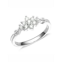UIONEN Eternity 925 Sterling Silver Rings for Women Zircon Flower Size 5