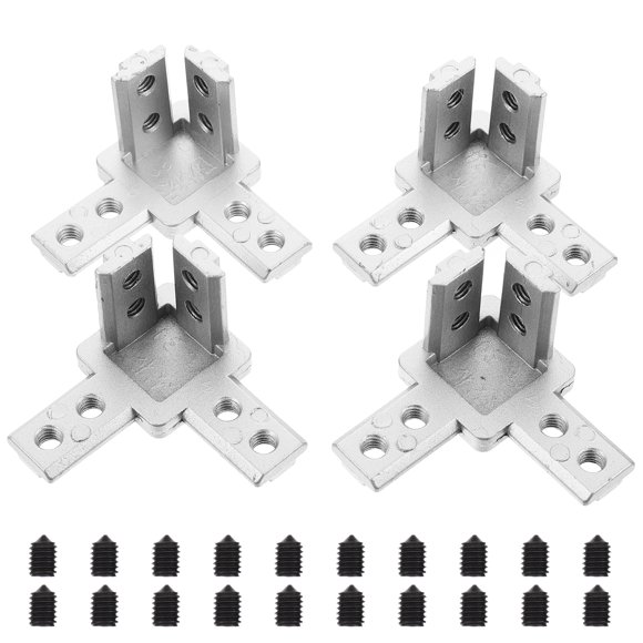 GOOHOCHY 4 juegos de conectores de perfil de aluminio con ranura en T Hardwares Piezas de soporte de esquina de 3 vías