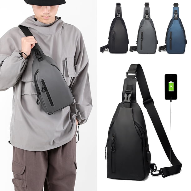 Bolso pectoral para hombre | Mochila bandolera para el hombro | Nylon ligero multifuncional | Resistente al agua | Múltiples compartimentos | Moda Casual | 32x16x7cm | Para la escuela, el