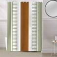 thumbnail image 5 of Fabric Shower Curtain, Boho Sage Green and Brown Striped Geometric Retro Farmhouse Bathroom Curtain with 12 Hooks Waterproof No Bad Odor Machine Washable Bath Curtains for Bathroom, Spa Room, 60"x72", 5 of 6