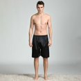 thumbnail image 2 of Men's Satin Print Sleepwear Shorts Plus Size Imitation Silk Relax-fit Pajamas Shorts M to 5XL, 2 of 7