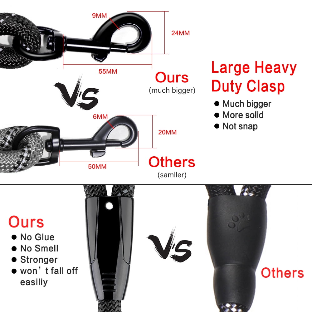Plutus Pet Long Rope Dog Leash, Heavy Duty, Reflective, With Comfortable Padded Handle, 15FT 20FT 30FT Dog Training Leash for Small Medium Large Dogs (50FT, Black)