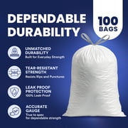 Plasticplace 4 Gallon Trash Bags │ 0.7 Mil │ Drawstring White Garbage Can Liners │ 17 x 16 (100 Count)