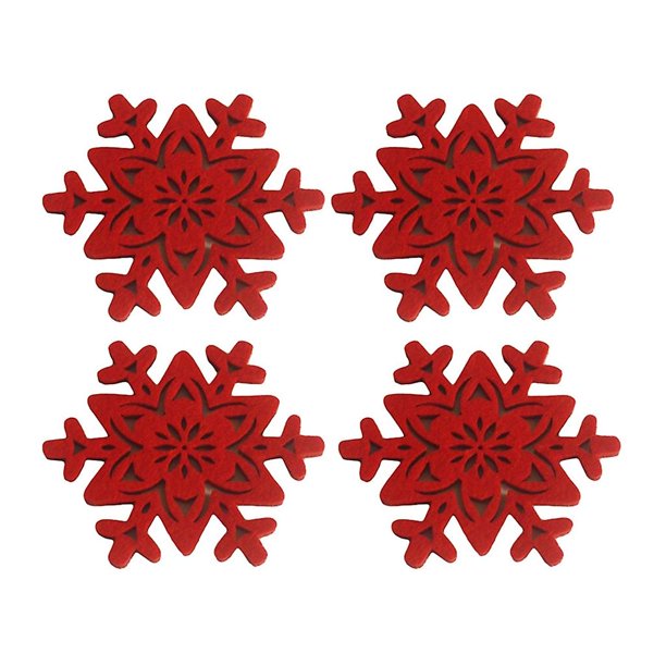 4 tazas de fieltro de copo de nieve, posavasos de café, almohadillas de té, accesorios de cocina