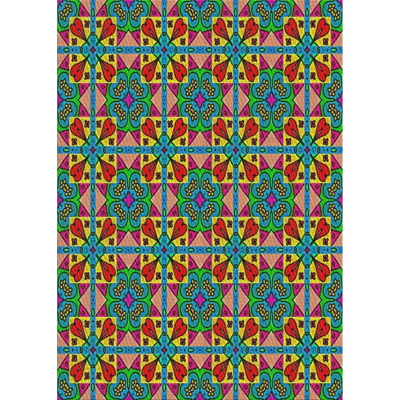 Ahgly Company Indoor Rectangle Patterned Maroon Purple Abstract Area Rugs, 3' x 5'