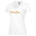 thumbnail image 2 of Women's  White Bowling Green St. Falcons Script Logo Comfort Wash V-Neck T-Shirt, 2 of 3