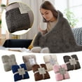 thumbnail image 2 of LSLJS Coral Fleece Throw Blankets, 47x79 inch Solid Color 3D Ribbed Jacquard Boho Diamond Plaid Blankets Winter Soft Plush Warm Flannel Throw Blanket Christmas Gifts for Couch Suitable for All Seasons, 2 of 6