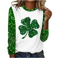 thumbnail image 2 of St Patricks Day Shirts Women, Long Sleeve Blouse, Crew Neck Shirt Tops Fashionable Womens St Patrick's Day Printed Round Neck Pullover Blouses Long Sleeved Casual Tops, 2 of 4
