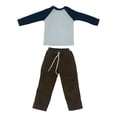 thumbnail image 2 of Traje de manga larga y pantalones 1/6, traje de ropa en miniatura, traje completo hecho a mano, ropa de figura de acción para figuras de vestir de 12 azul marino y blanco CUTICAT Traje de camisa corta, 2 of 8