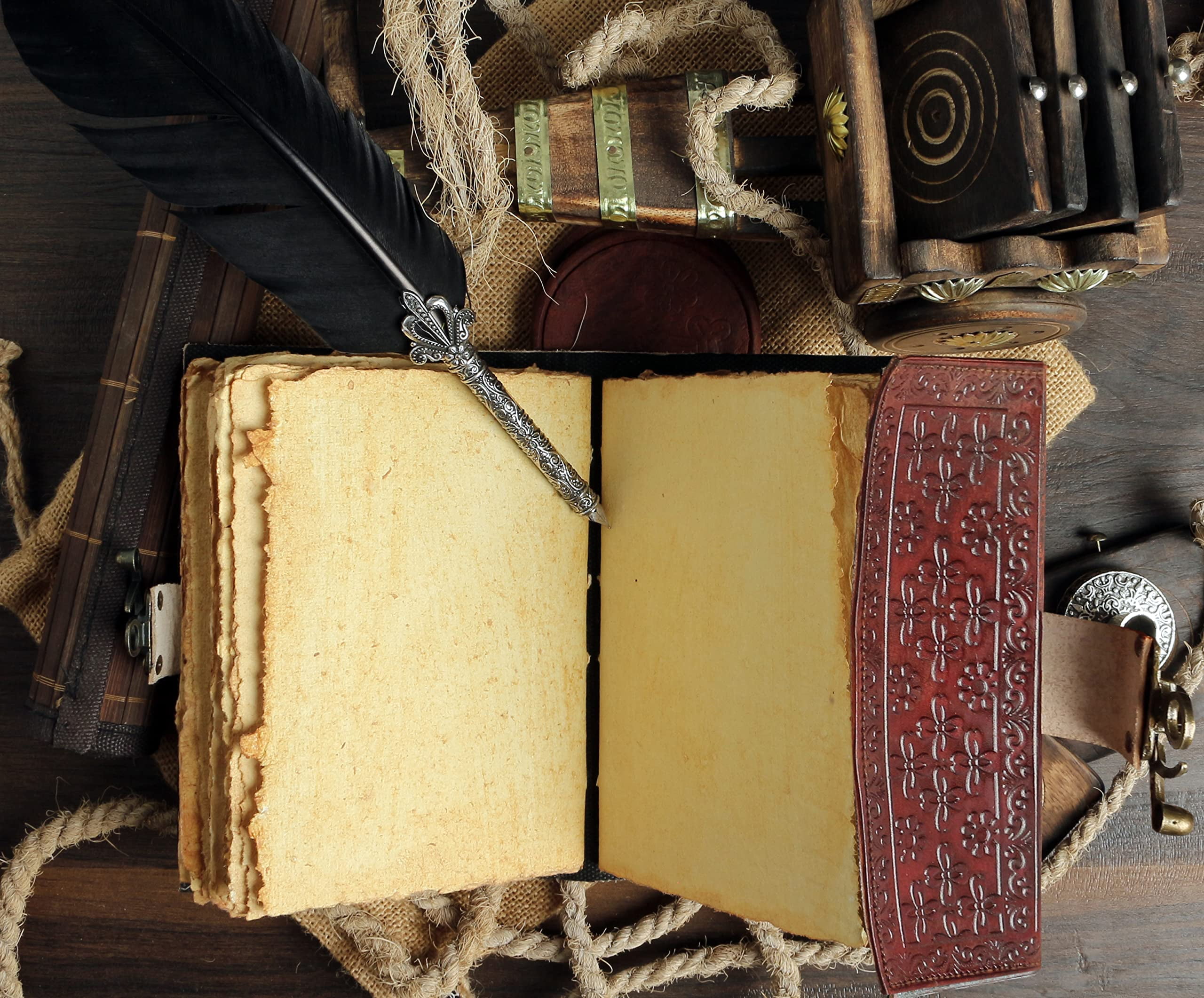 Leather Journal Handmade Third Eye Stone Celtic Triple Moon New Embossed Vintage Daily Notepad Unlined Paper 7 x 5 Inches, Sketchbook & Writing Notebook