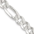 thumbnail image 2 of Diamond2Deal 925 Sterling Silver 9.5mm Pav‚ Flat Figaro Chain Necklace for Men 22", 2 of 6