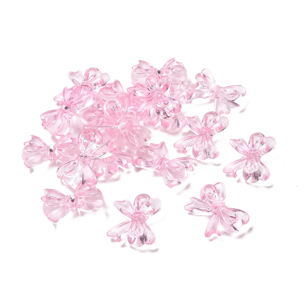 500gs Transparent Acrylic Beads Bowknot Lavender Blush 14x18x4.5mm Hole: 2mm about 917pcs/500g