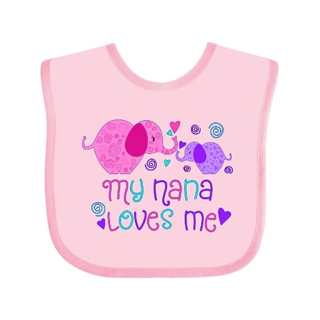 

Inktastic My Nana Loves Me- Cute Elephants Gift Baby Boy or Baby Girl Bib