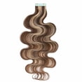 thumbnail image 4 of MY-LADY Body Wavy Tape in 100% Real Human Hair Extensions Curly Balayage Hairpiece Skin Weft 20PCS US 16" #4P27 Medium Brown & Dark Blonde, 4 of 10