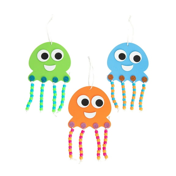 Beaded Jellyfish Craft Kit, Makes 12, Craft Kits, Party Supplies, 12 Pieces