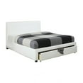 thumbnail image 2 of GZXS Queen Size Upholstered Platform Bed with Storage Drawer, Button Tufed Headboard, White, 2 of 5