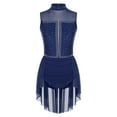 thumbnail image 4 of Aiihoo Womens Glitter Lyrical Dance Dress Sleeveless Sheer Mesh Patchwork Leotard Dress Dancewear Navy Blue S, 4 of 7