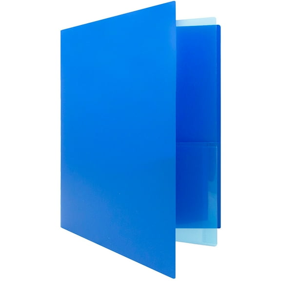 JAM Paper Heavy Duty Plastic Multi Pocket Folders, 4 Pocket, Blue, 72 per Pack