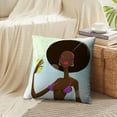 thumbnail image 3 of LALILO Throw Pillow Covers Black Girl With Cocktail Beach Afro African Cushion Cover 18" x 18", 2 Pack, 3 of 6