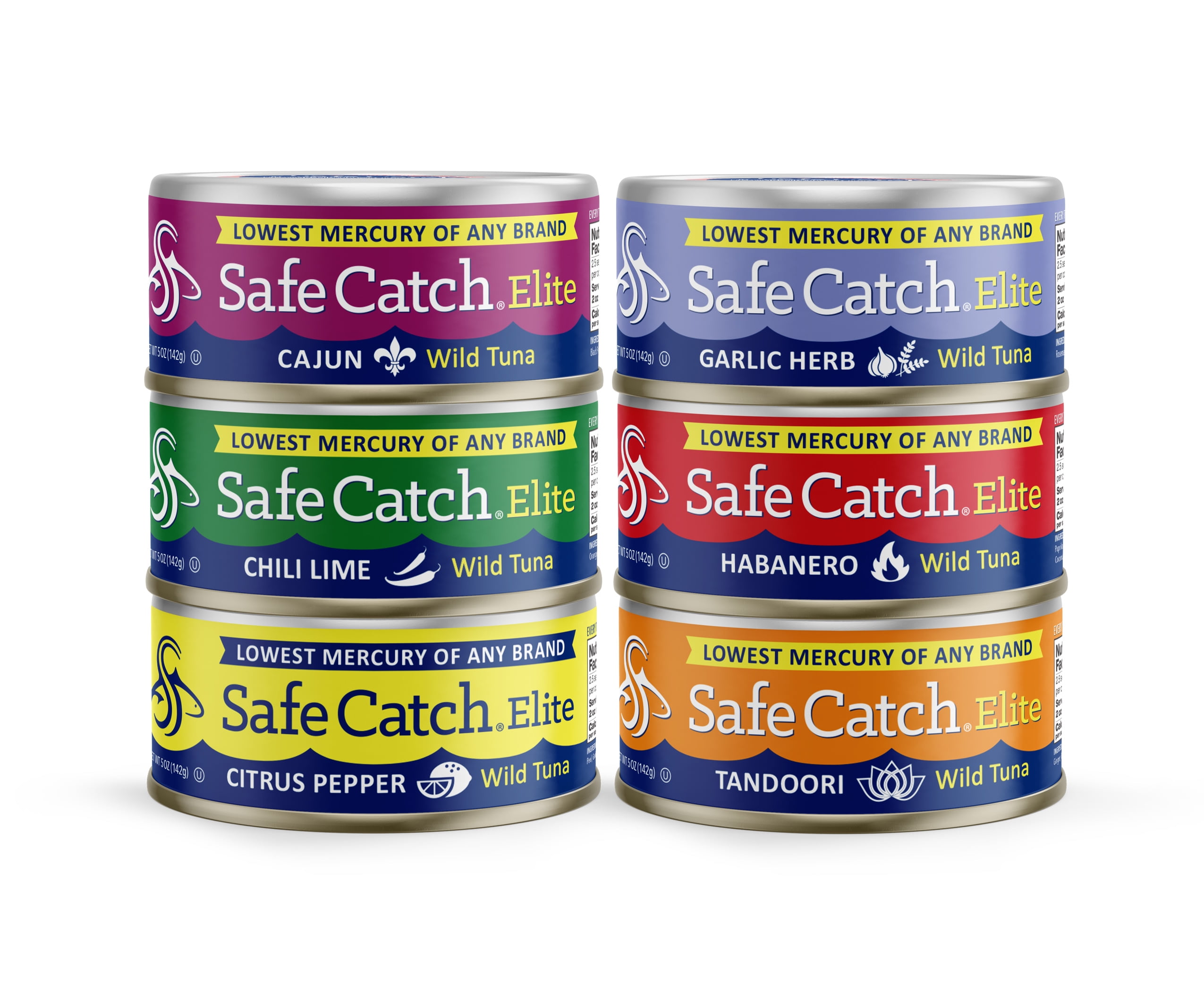 Safe Catch Seasoned Elite Wild Tuna Variety Pack, 5 oz can (Pack of 6